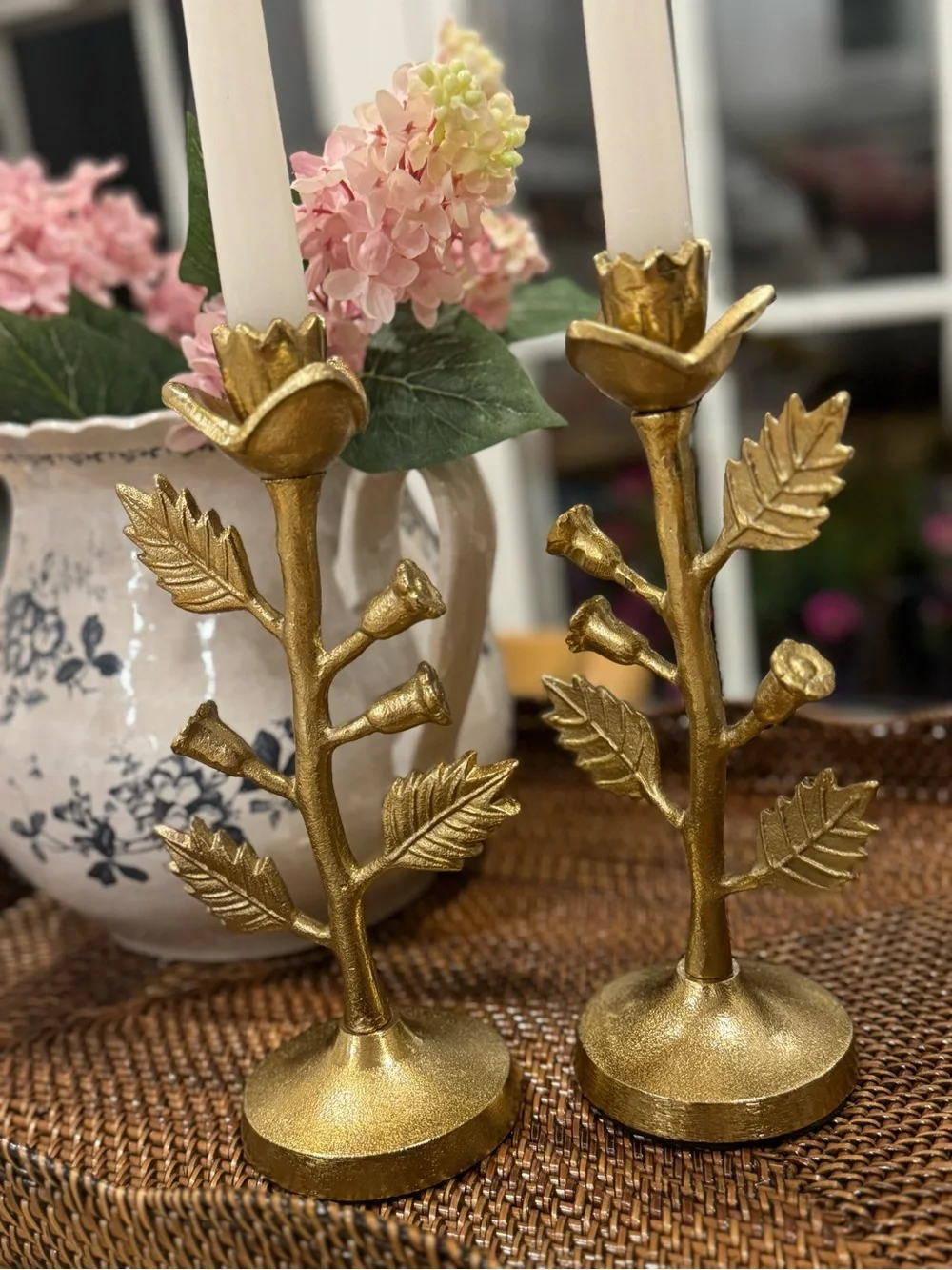 2/  Threshold Gold Metal Botanical Taper Candle Holder